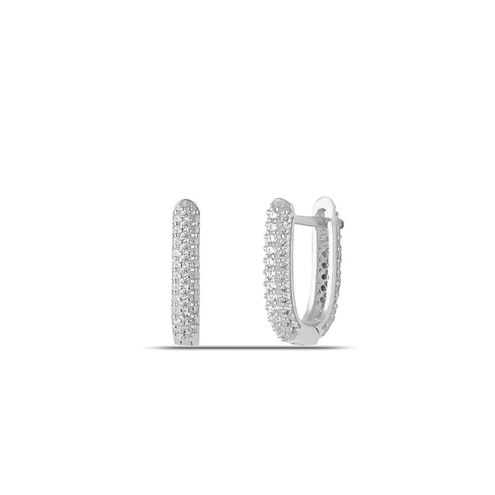 Silver Diamond Huggie Earrings