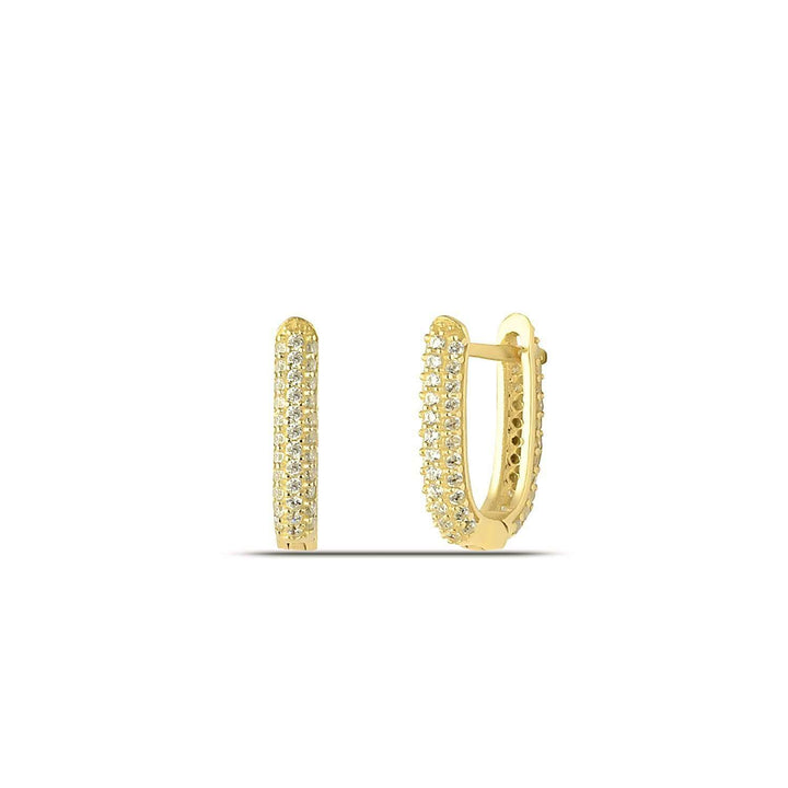 Gold diamond huggie earrings