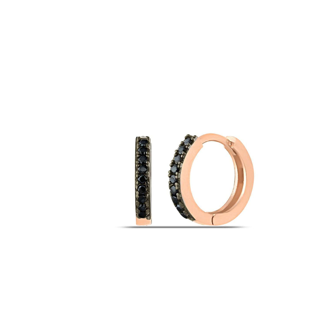 Rose Gold Black Huggie Earrings