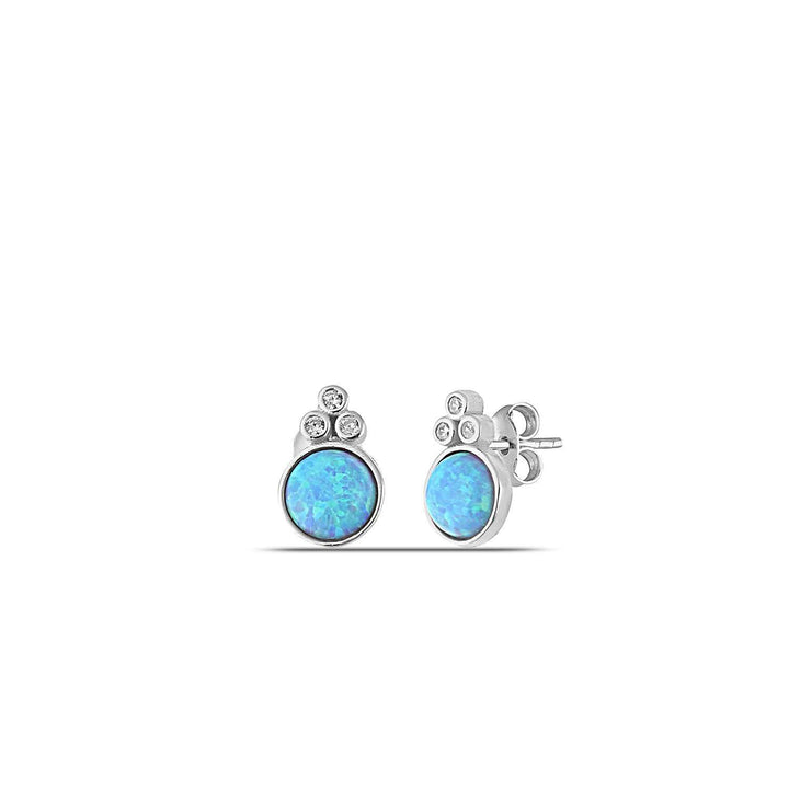 Silver Blue Opal Earrings