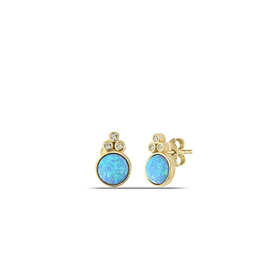 Blue Opal Stud Earrings