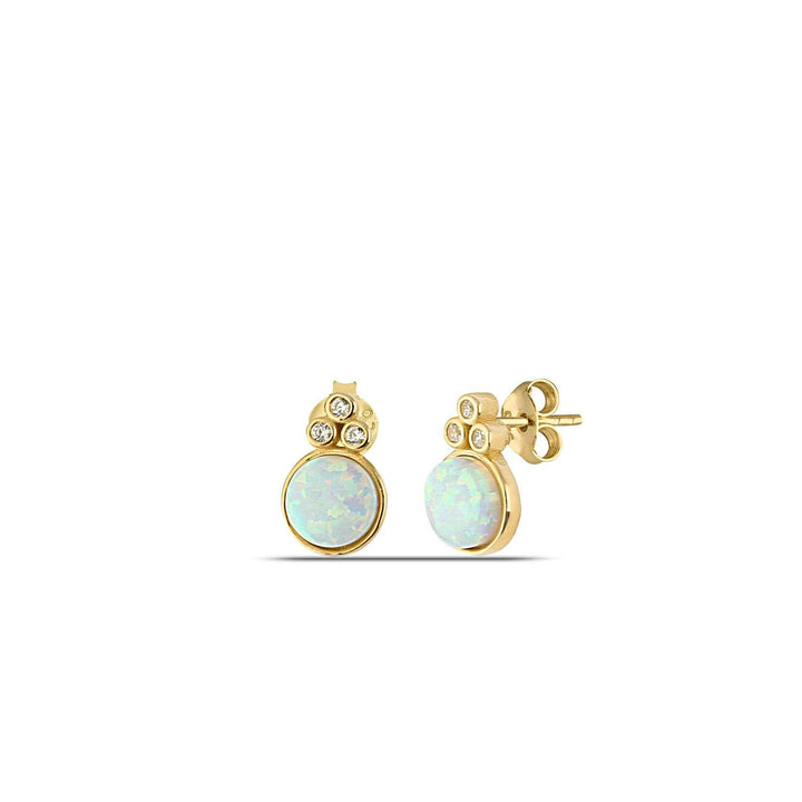 Gold Opal Stud Earrings