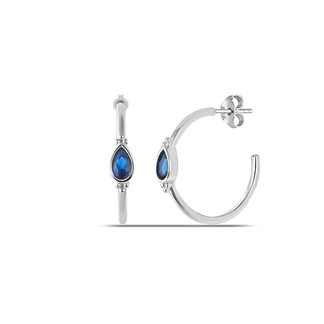 Sapphire Hoop Earrings Silver