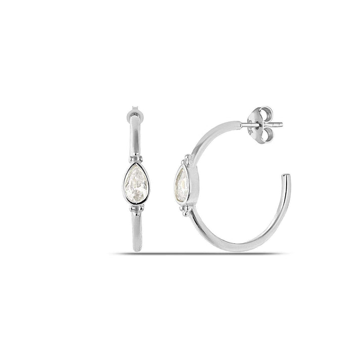 Silver Diamond Hoop Earrings
