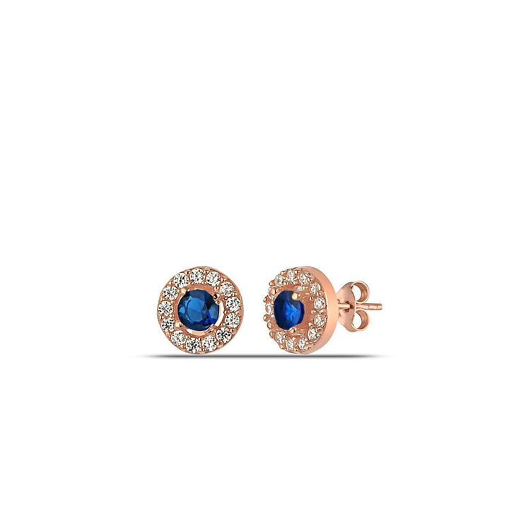 Blue Sapphire Halo Earrings