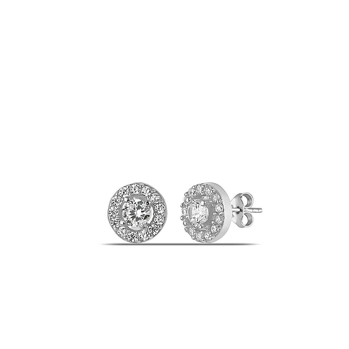 Silver Halo Stud Earrings