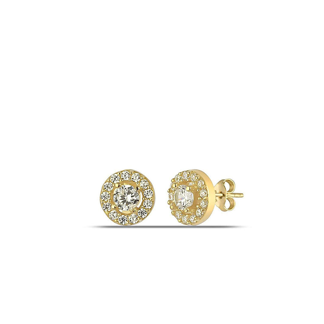 Gold Halo Diamond Earrings