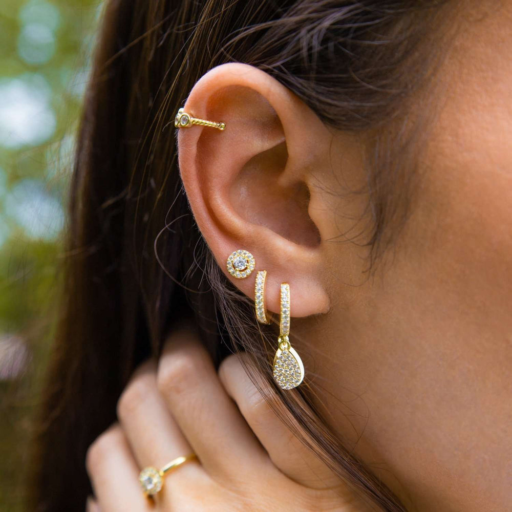 Sparkle Pavé Gold Earrings