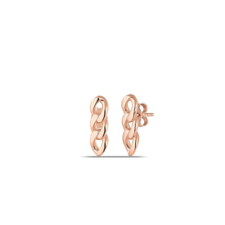 Rose Gold Chain Stud Earrings