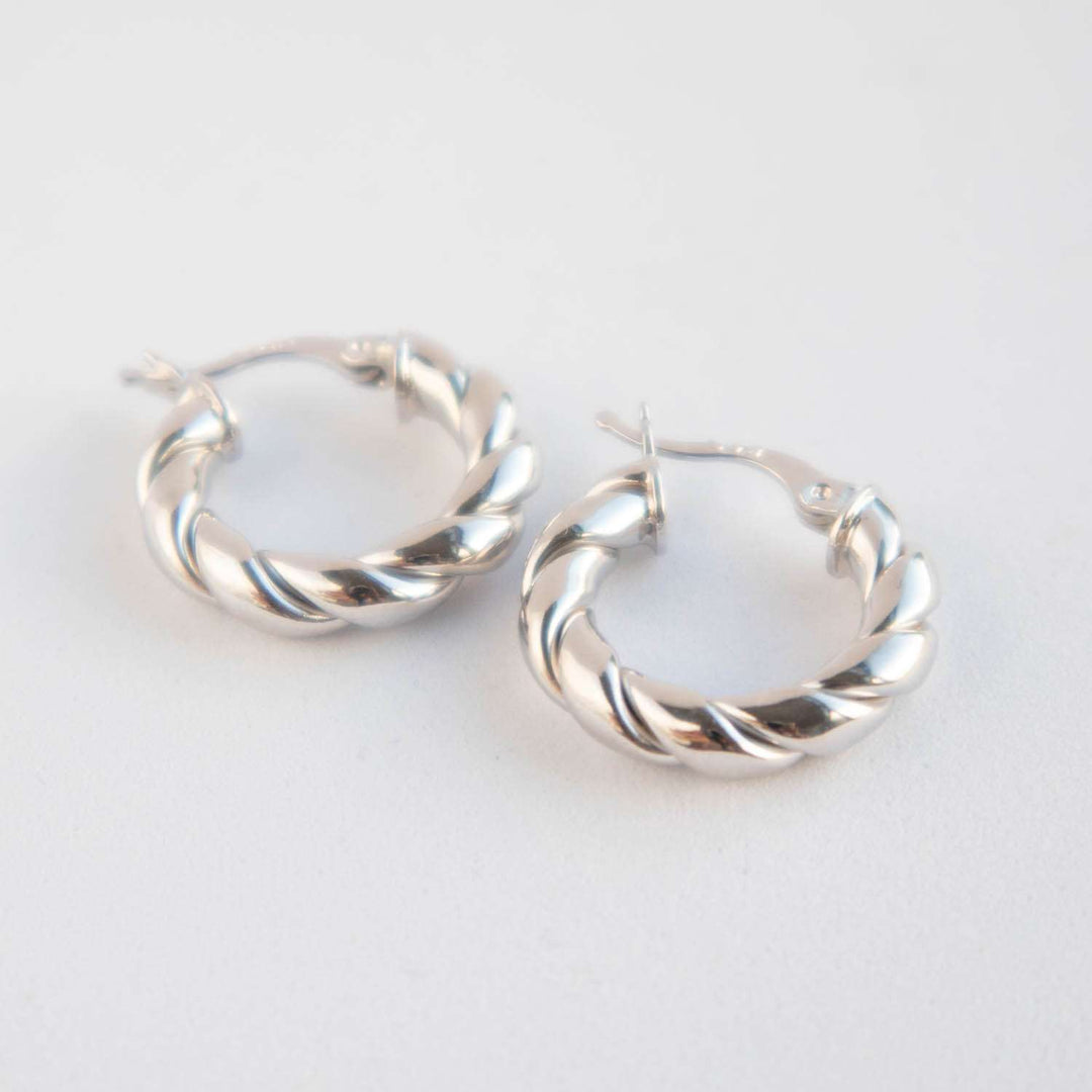 Sterling Silver Twisted Hoop Earrings