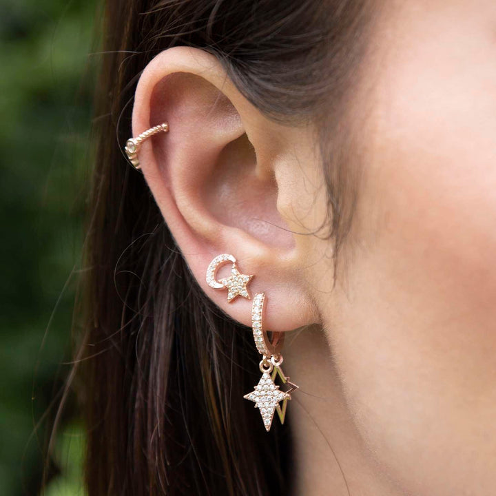 Moon and Star Stud Earrings