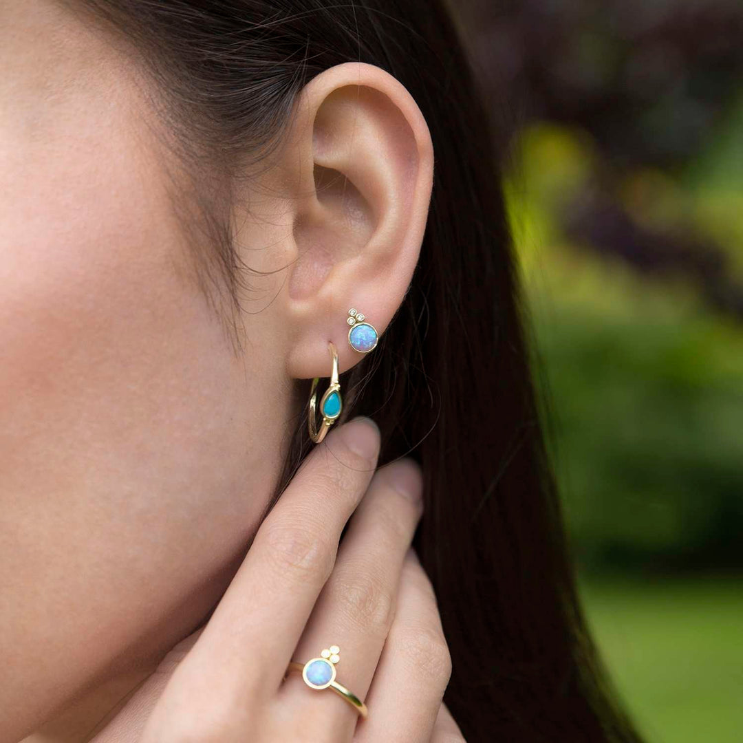 Gold and Turquoise hoop earrings