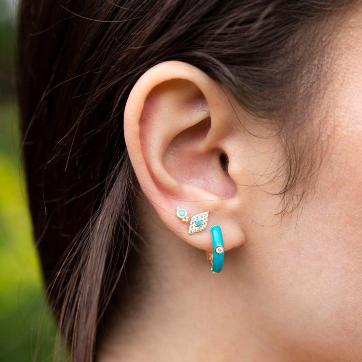 Gold Turquoise Huggie Earrings