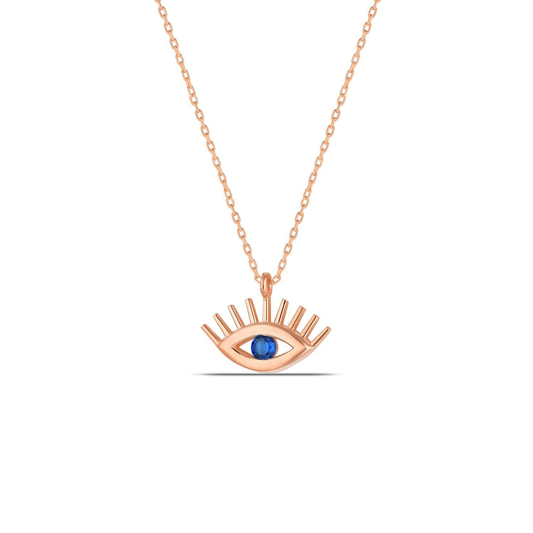 Sapphire Evil Eye Necklace with Lashes
