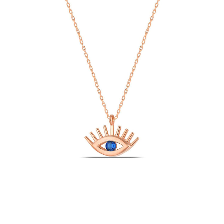 Sapphire Evil Eye Necklace with Lashes