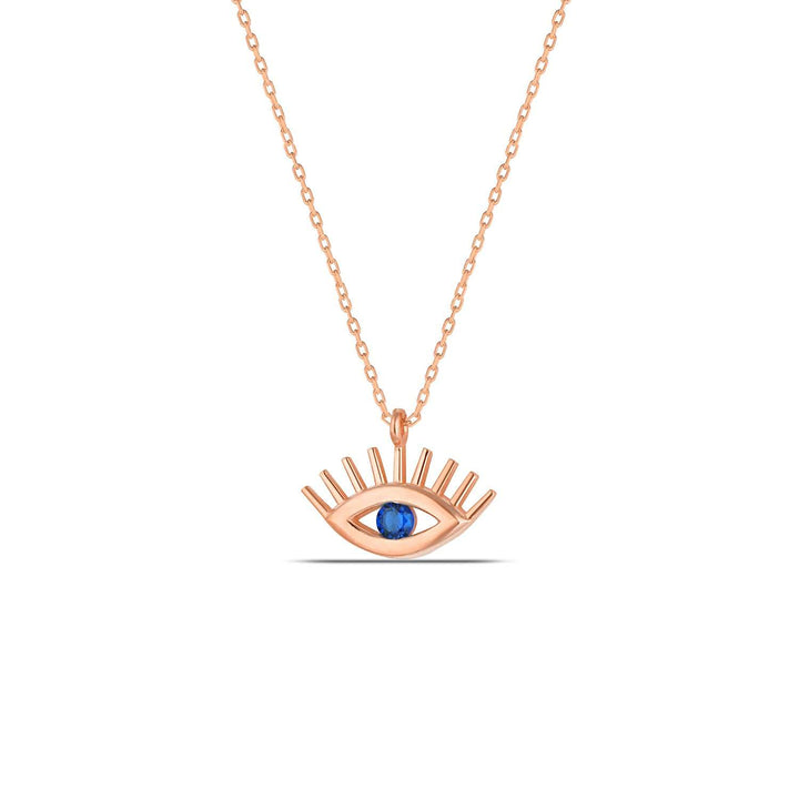 Sapphire Evil Eye Necklace with Lashes