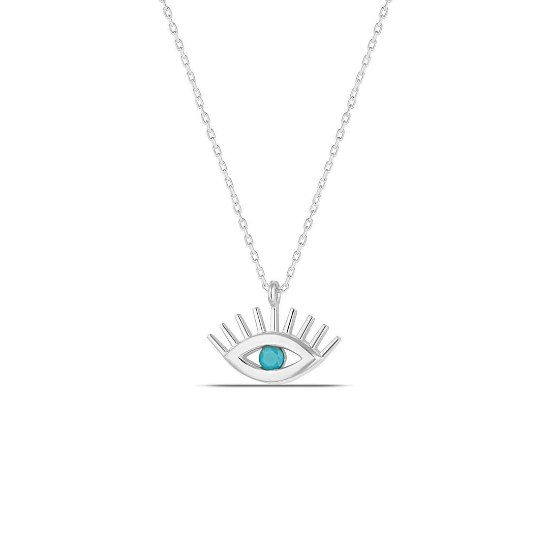 Sterling Silver Evil Eye Necklace with Lashes