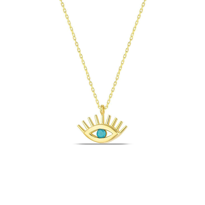 Gold Evil Eye Necklace with Lashes