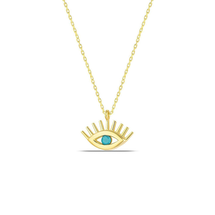Gold Evil Eye Necklace with Lashes