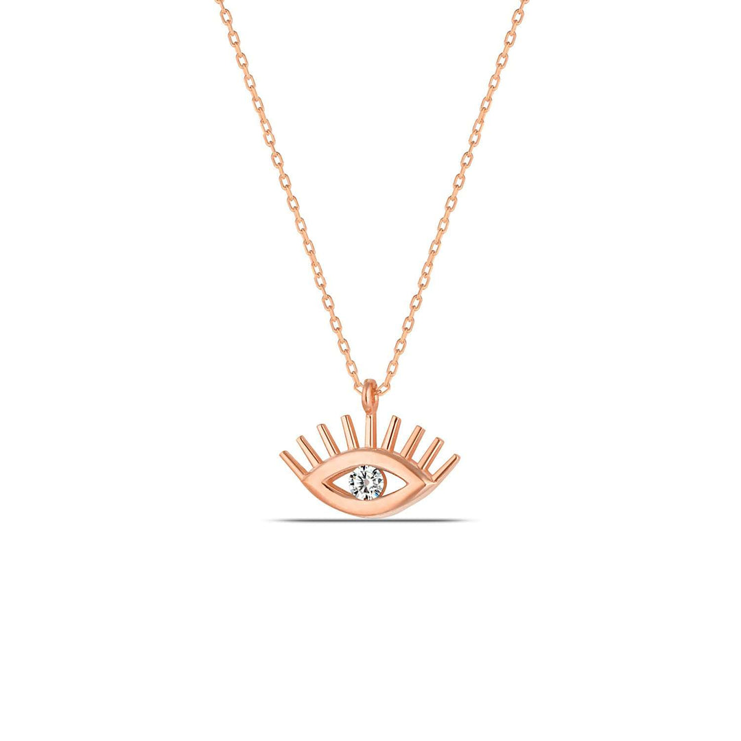 Diamond Evil Eye Necklace Rose Gold