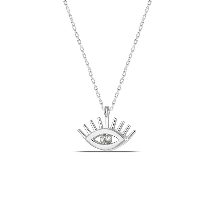 Diamond Evil Eye Necklace Silver