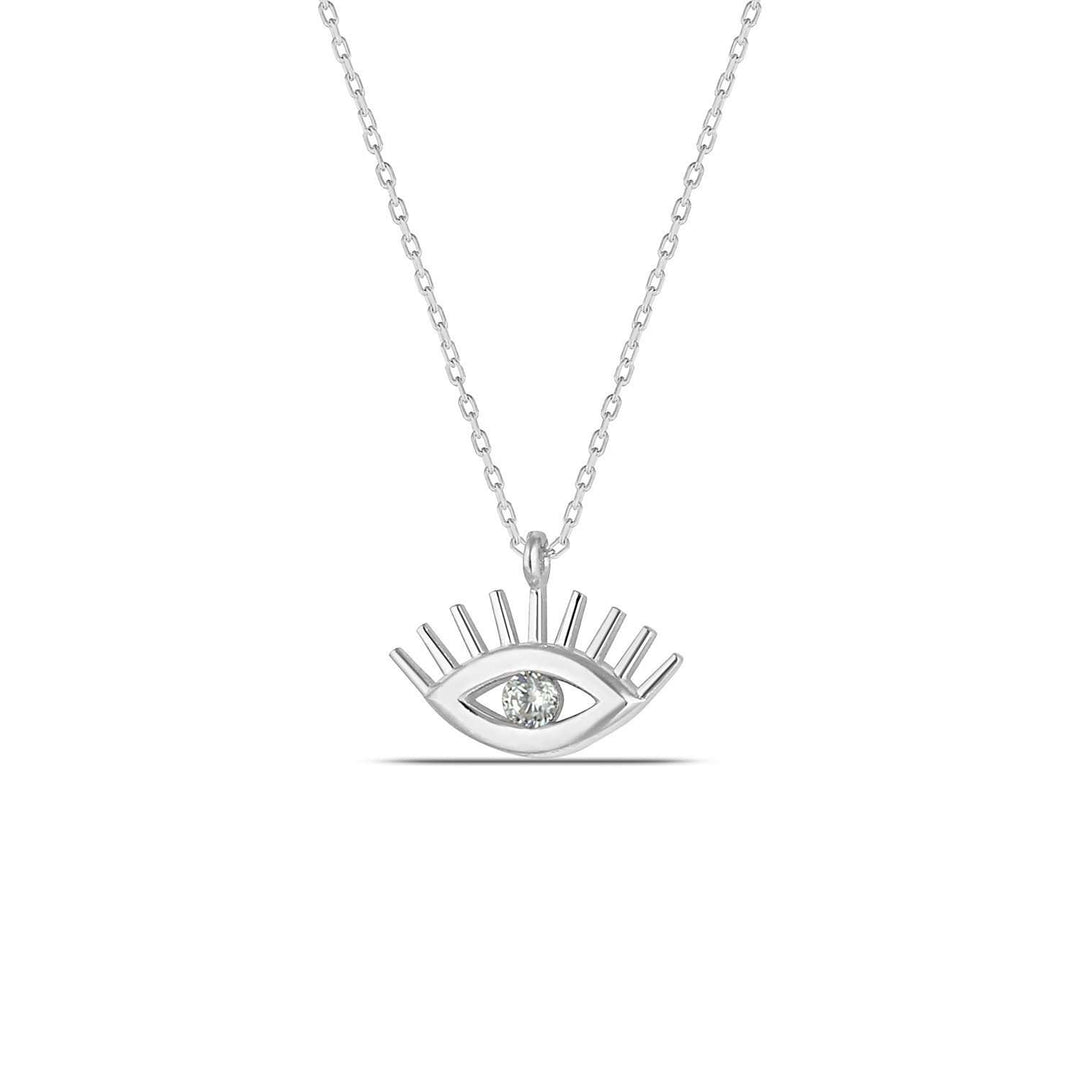 Diamond Evil Eye Necklace Silver