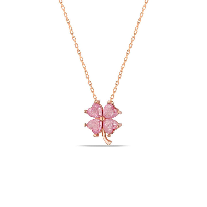 Ana Four Leaf Clover Necklace with Pink CZ