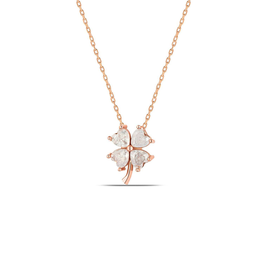 White Flower Necklace Rose Gold