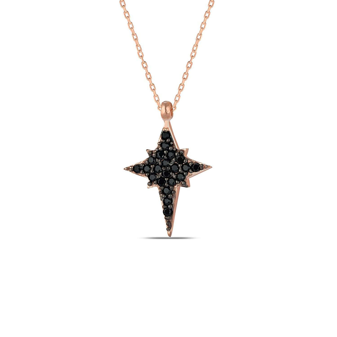 Aurora North Star Necklace with Black CZ
