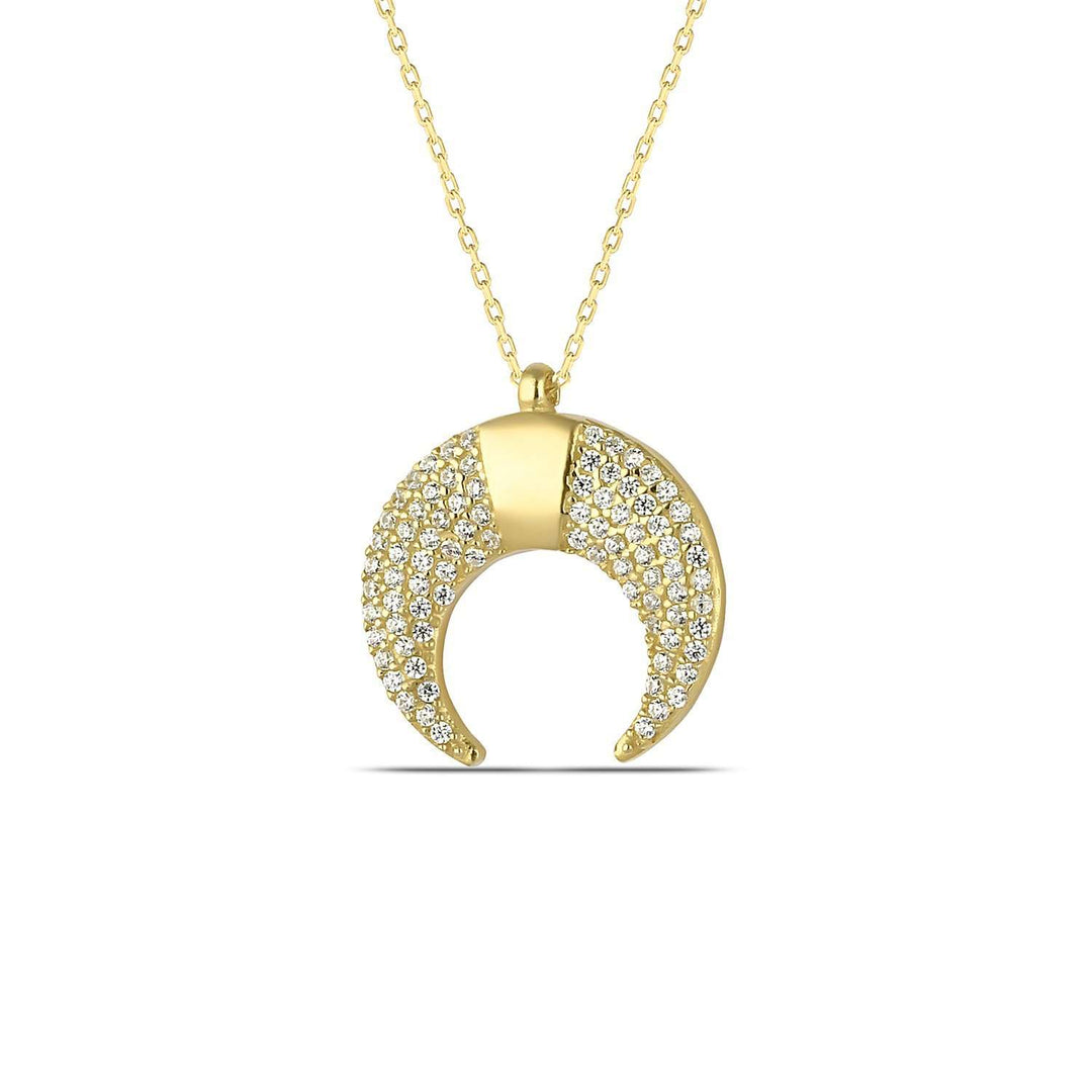 Artemis Horn Necklace with Diamond CZ