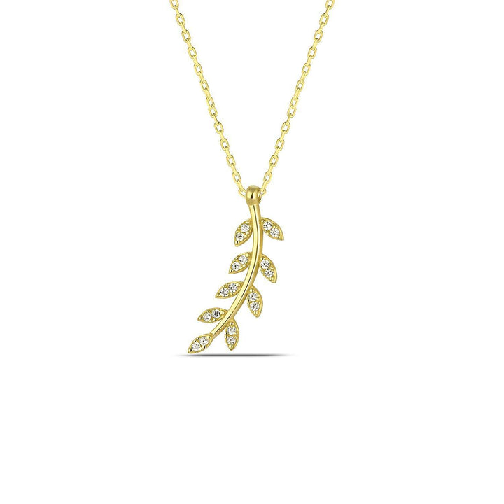 Rhea Leaf Necklace with Diamond CZ