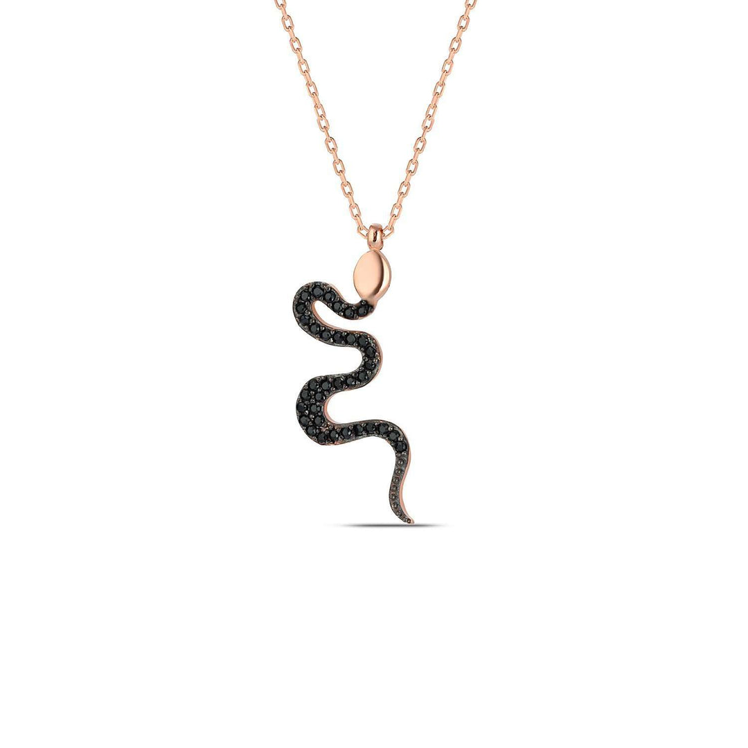 Medusa Snake Necklace with Black CZ