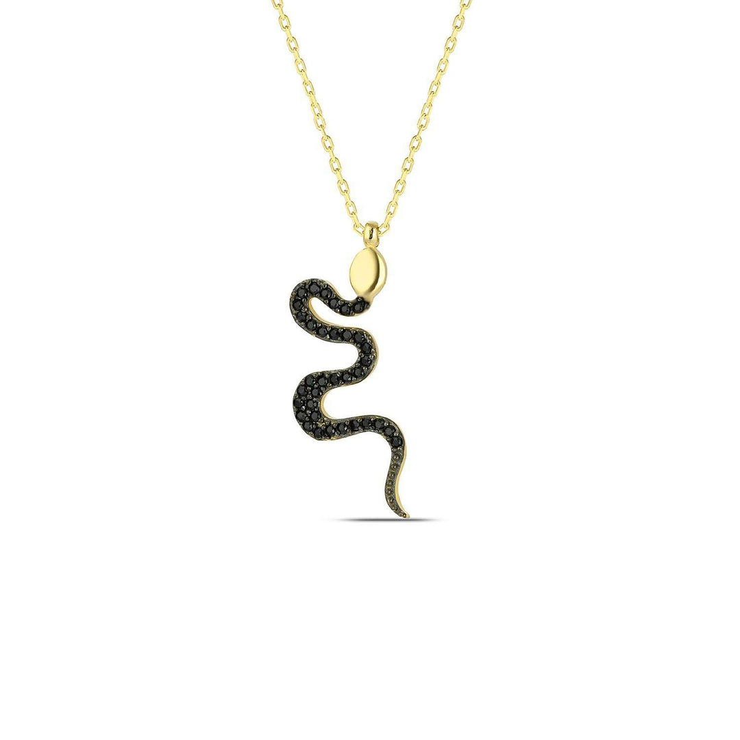 Black Snake Necklace Yellow Gold