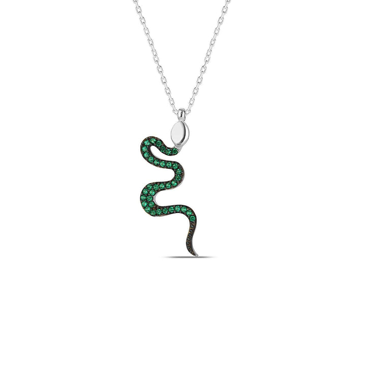 Snake Necklace with Emerald CZ Stone