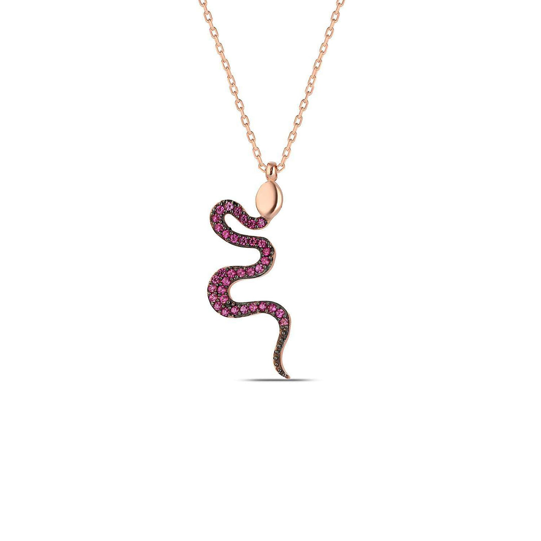 Ruby Necklace Snake Pendant