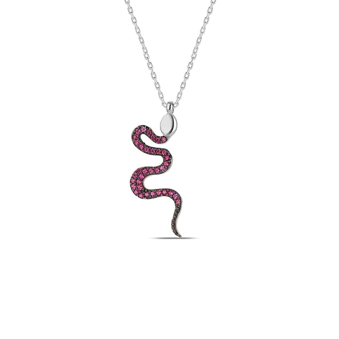 Silver Ruby Necklace Snake