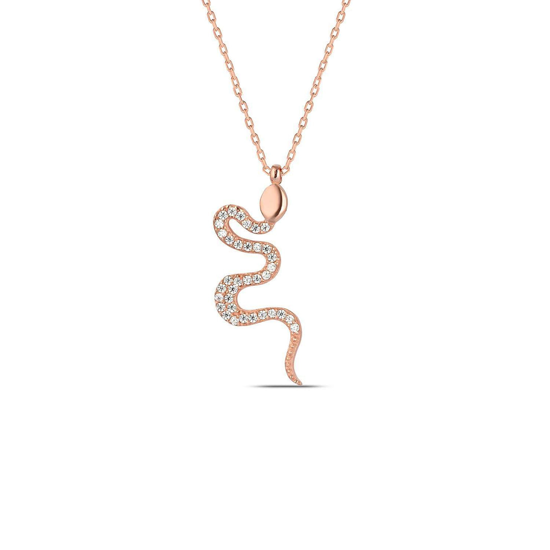 Rose Gold Pavé Snake Necklace