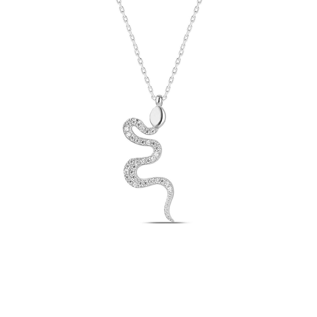 Silver Diamond Snake Necklace