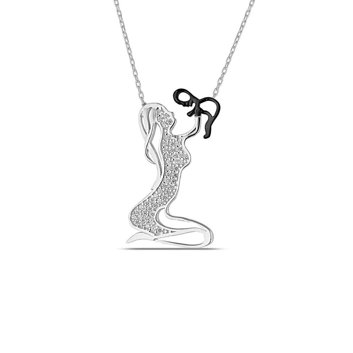 Rea Mother and Child Necklace with Diamond CZ