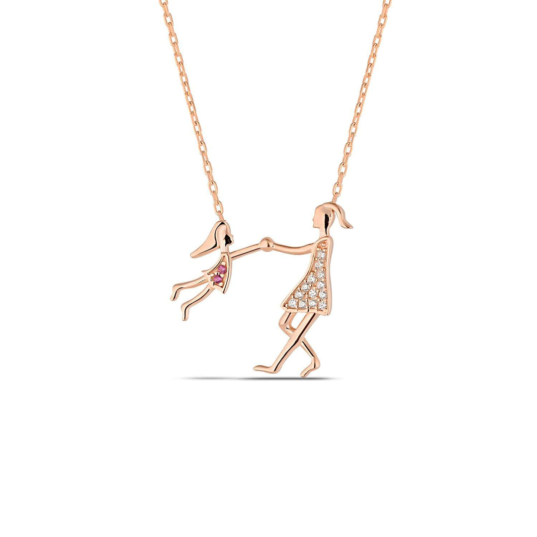 Mother Daughter Necklace Rose Gold