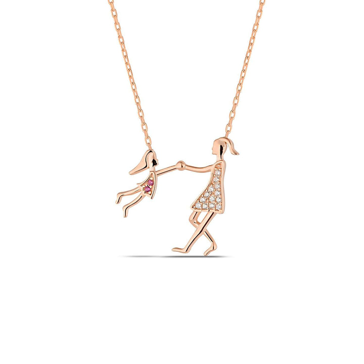 Mother Daughter Necklace Rose Gold