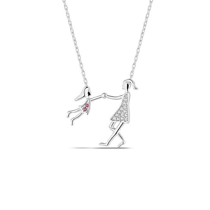 Mother Daughter Necklace Silver