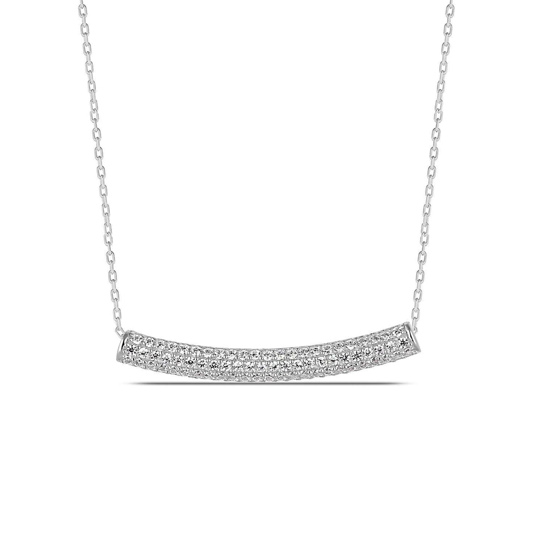 Diamond Bar Necklace Silver
