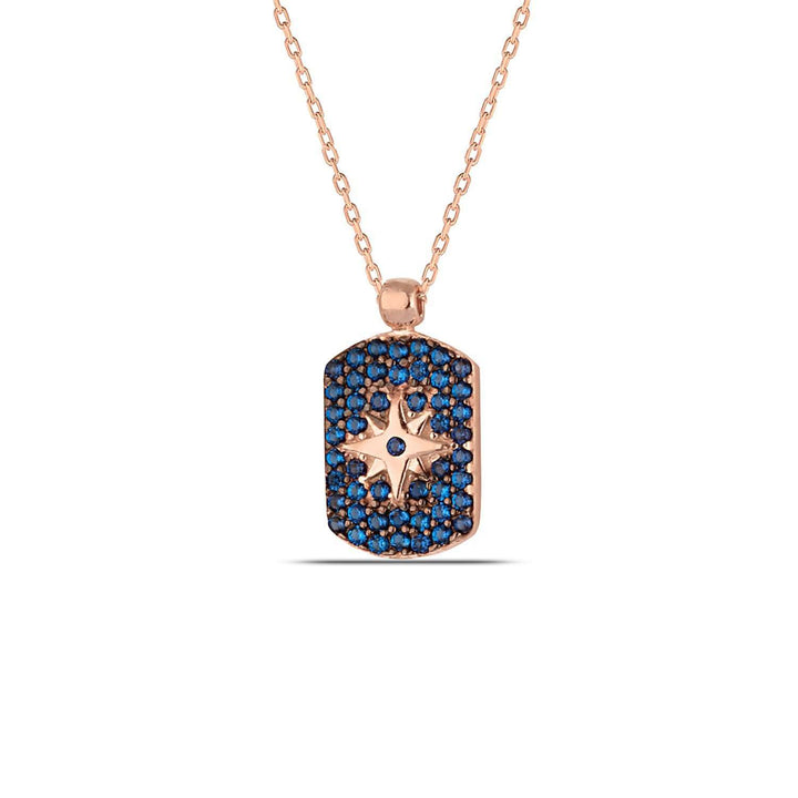 North Star Necklace with Sapphire CZ