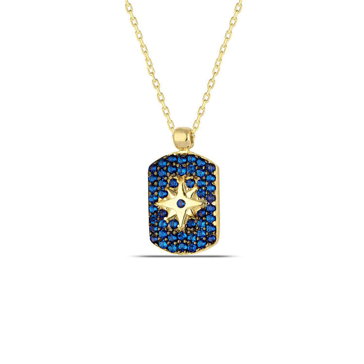 North Star Necklace with Sapphire CZ