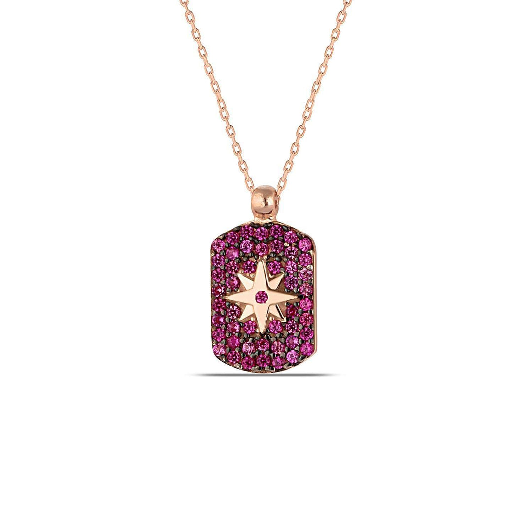 North Star Necklace with Ruby CZ