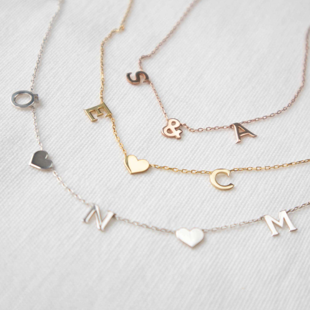 Initial Heart Initial Necklace