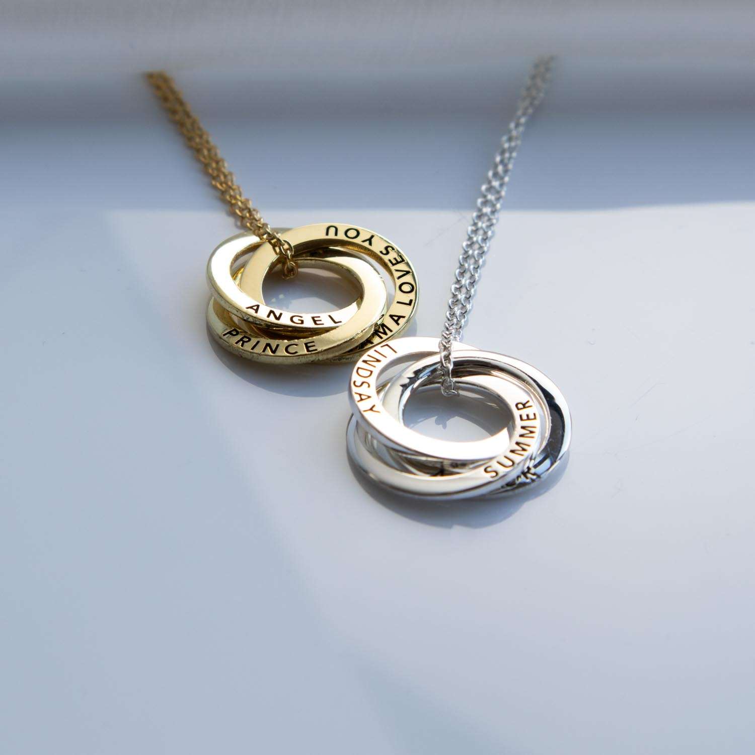 Personalised Family Necklace for Mum Engraved Russian Rings Necklace Mothers Day Gifts Abiza