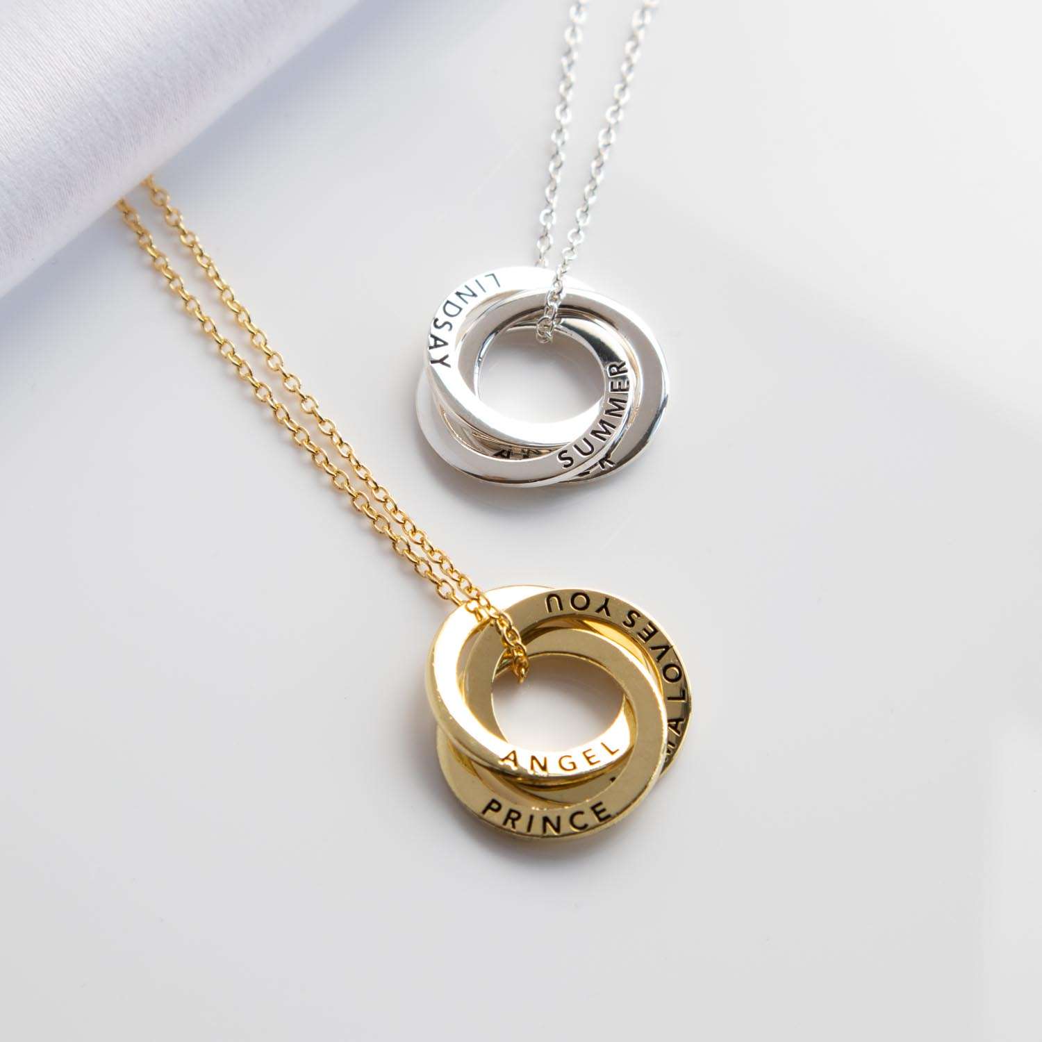 Personalised Family Necklace for Mum Engraved Russian Rings Necklace Mothers Day Gifts Abiza