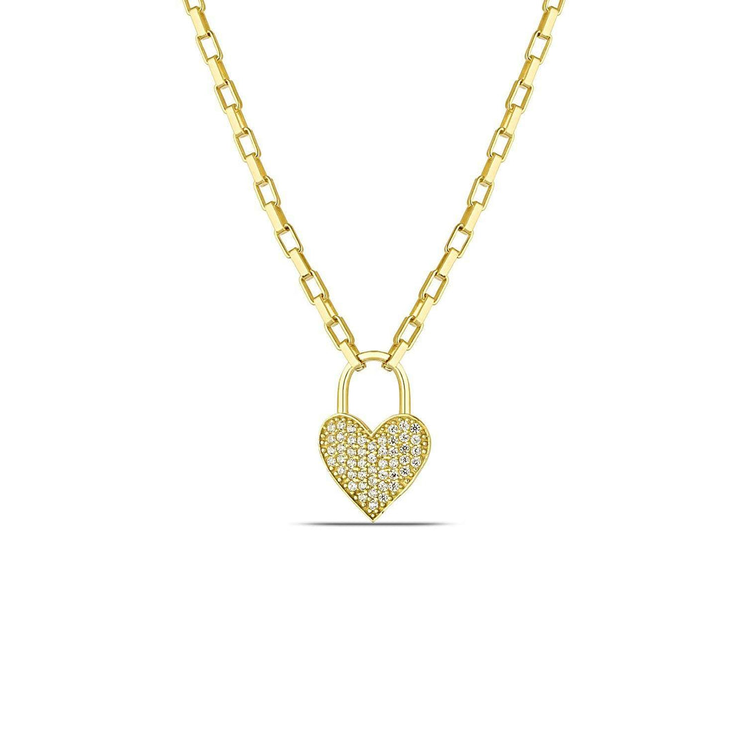 Venus Heart Lock Necklace with Diamond CZ